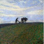 BASILICI, ROBERTO Italienischer Maler 1882 - 1929 Bauer mit Pferdepflug auf dem Acker. Öl/Lwd.,