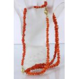 ZWEI KORALLEN-HALSKETTEN Ca. 48/50cm TWO CORAL NECKLACES Approx. 48/50cm