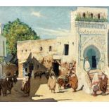 GAMEZ, DIEGO Spanischer Maler, 20.Jh. Personen vor Moschee in Nordafrika. Öl/Lwd., signiert.