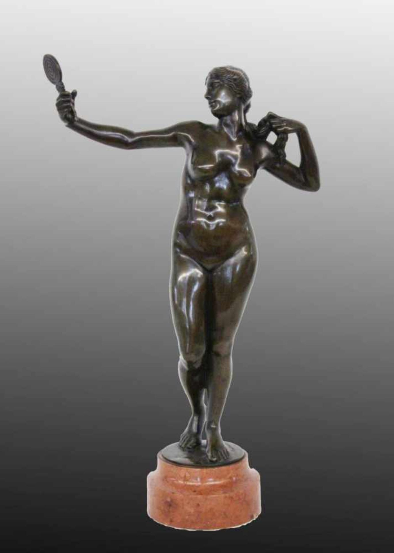 MARTINELLINI italienischer Bildhauer, 19.Jh. Venus mit Spiegel. Patinierte Bronze auf