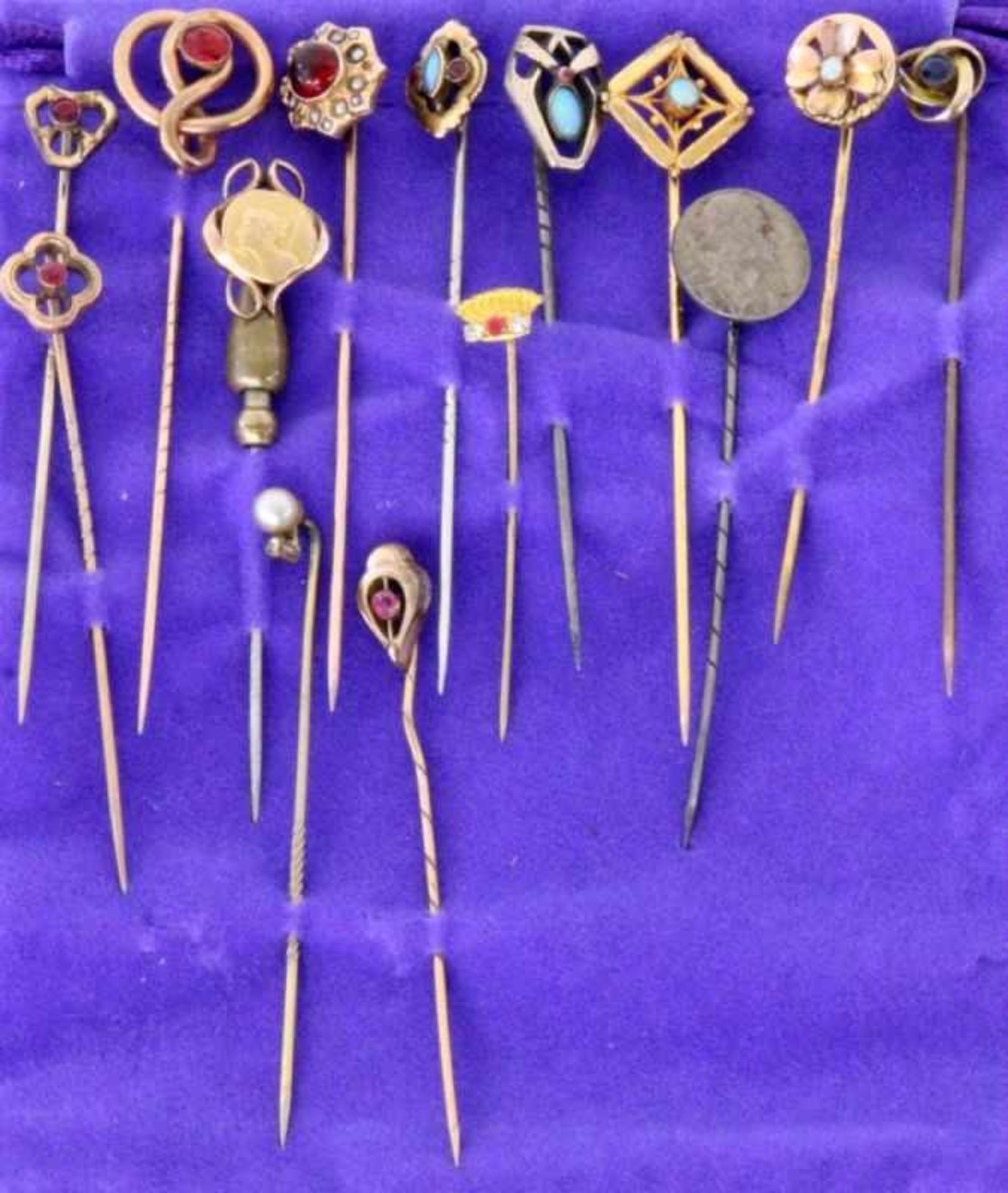 LOT VON 14 JUGENDSTIL HUTNADELN A LOT OF 14 ART NOUVEAU HAT PINS