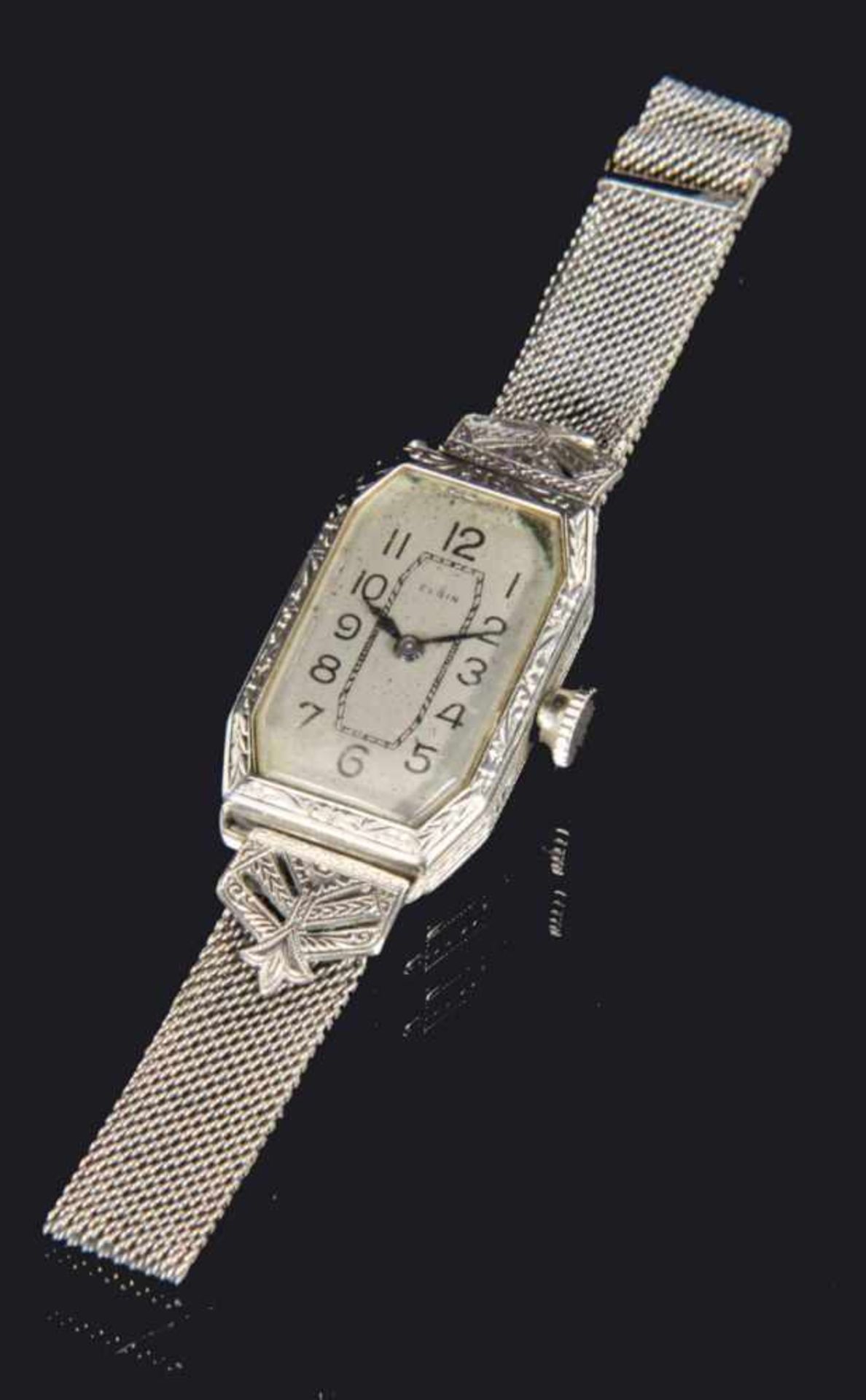 ELGIN ART DECO DAMENARMBANDUHR Elgin National Watch & Co., Illinois/USA um 1920 585/000 Weißgold,