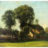 BAKHUIJZEN, JULIUS JACOBUS VAN DE SANDE Den Haag 1835 - 1925 Sommerlandschaft mit Bauernhäusern.