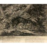RIDINGER, JOHANN ELIAS Ulm 1698 - 1767 Augsburg "Die wilde Kaz...". Radierung mit Legende 34,5x42cm,