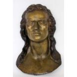 MASKE DES FRIEDRICH SCHILLER Messing, getrieben und patiniert. Nach einer Büste von Dannecker. H.