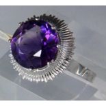 RING, 585/000 Weißgold mit Amethyst. Brutto ca. 5,8g A RING, 585/000 white gold set with amethyst