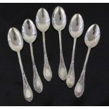 Satz von 6 Teelöffeln, Silber A set of 6 tea spoons, silver