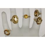 LOT VON 5 DAMENRINGEN 333/000 Gelbgold mit Citrinen. Brutto ca. 18g A LOT OF 5 LADIES RINGS 333/