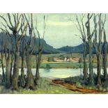 THEVENON, JEAN Frankreich, 20.Jh. Blick auf ein Dorf am Fluss. Öl/Lwd., signiert. 46x61cm