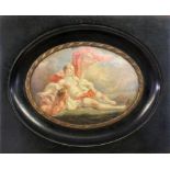 BOUCHER, FRANCOIS (Umkreis) Paris 1703 - 1770 Liegende Venus mit Amoretten. Miniatur, Öl/Kupfer,