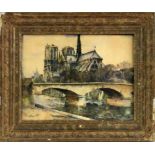 RENFERT, E (?) Pariser Maler, 1. Hälfte 20.Jh. Blick auf die Notre Dame de Paris. Aquarell, undeutl.
