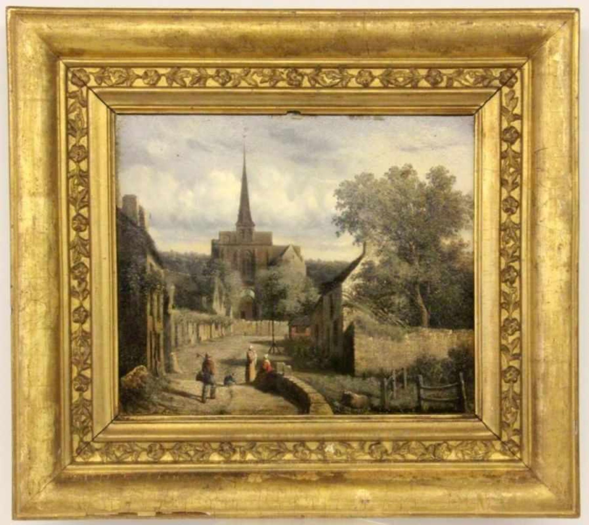 DE KOCK, LOUIS EVRARD CONRAD Saumur, Loire um 1815 - ? Romantische Dorfstraße mit Kirche und - Image 2 of 3