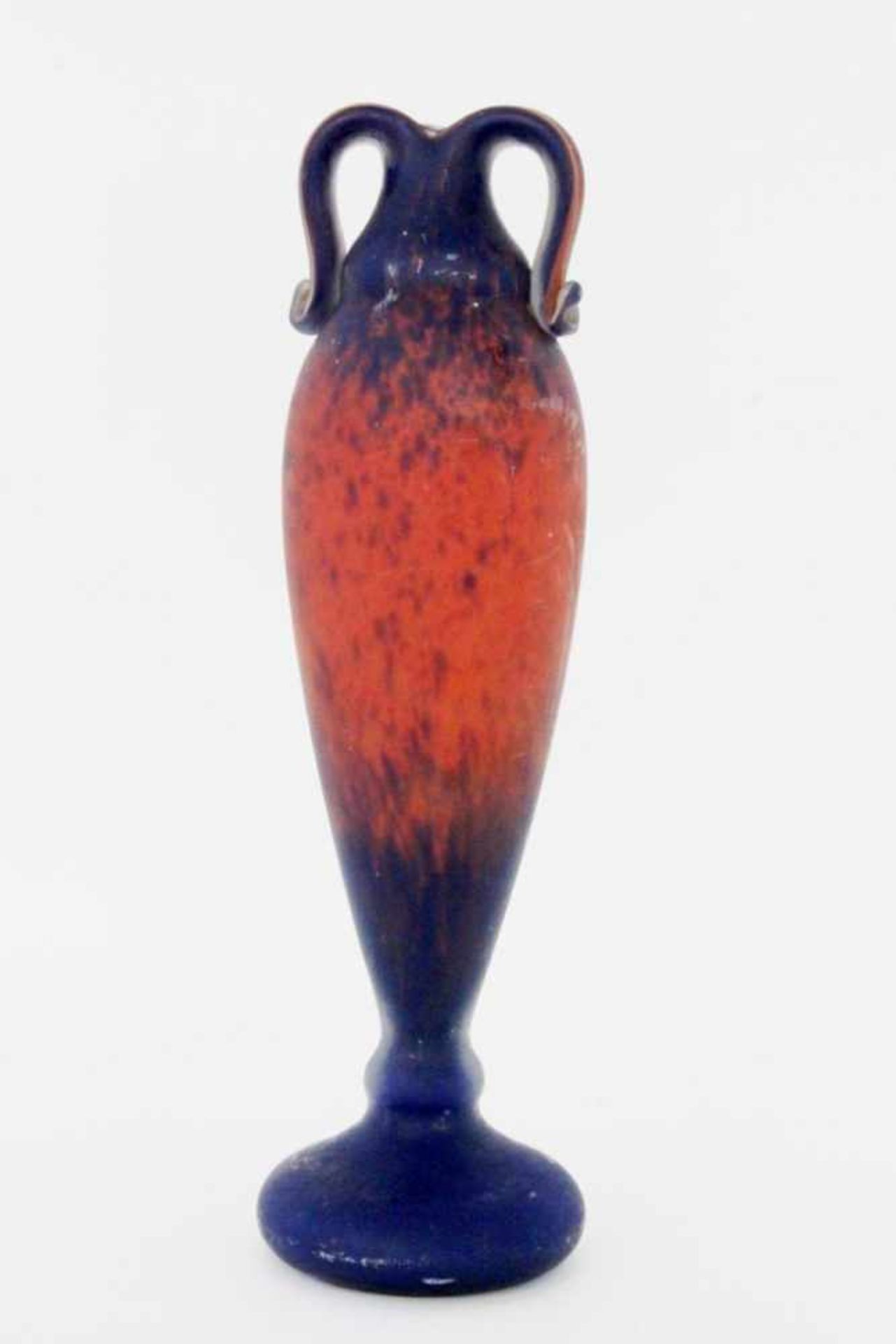 JUGENDSTIL ZIERVASE wohl Daum, Nancy um 1925 Farbloses Glas mit orangeroten und blauen