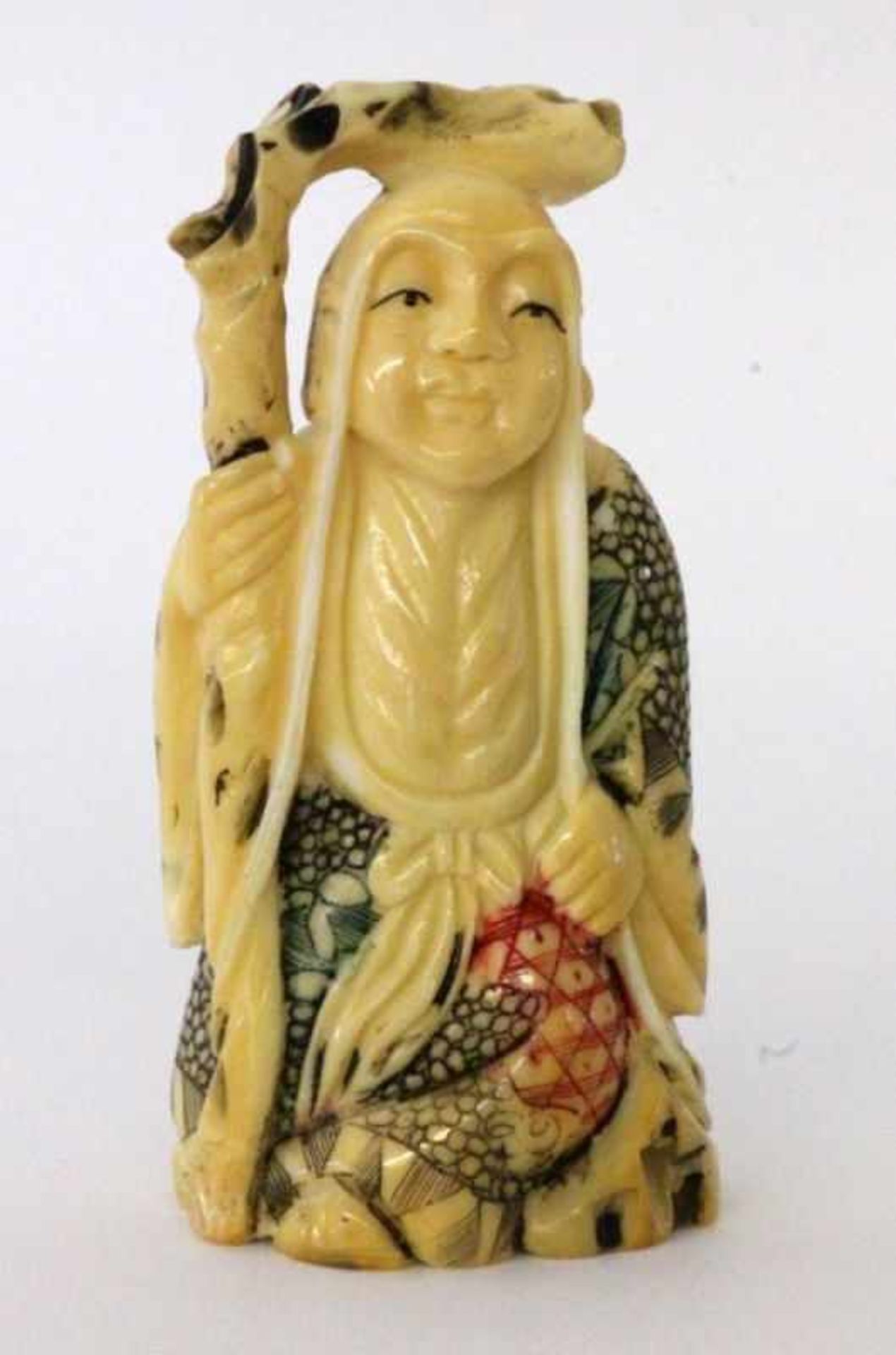 NETSUKE China / Japan Mönch. Fishbone. H.6cm A NETSUKE China / Japan Monk. Fishbone. 6cm high.