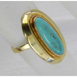 DAMENRING 585/000 Gelbgold mit Türkis. Gr.56, brutto ca. 4,9g A LADIES RING 585/000 yellow gold