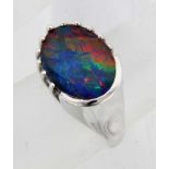 DAMENRING 585/000 Weißgold mit Opal. Gr.56, brutto ca. 7,3g A LADIES RING 585/000 white gold set