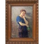 DEBAENE, ALPHONDE JULES Dunkerque 1854 - 1928 Paris Frau mit Krug in nachdenklicher Pose. Öl/Lwd.,