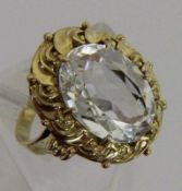 DAMENRING 585/000 Gelbgold mit Aquamarin. Brutto ca. 7,9g, Gr. 58 A LADIES RING 585/000 yellow