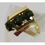 DAMENRING 585/000 Gelbgold mit Turmalinen. Brutto ca. 8g, Gr. 56 A LADIES RING, 585/000 yellow