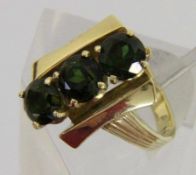 DAMENRING 585/000 Gelbgold mit Turmalinen. Brutto ca. 8g, Gr. 56 A LADIES RING, 585/000 yellow