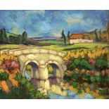 BOISSIERE, J. Frankreich, 20.Jh. Landschaft mit Steinbrücke. Öl/Lwd., signiert. 50x61cm BOISSIERE,