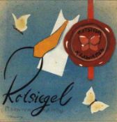 SCHULZ, MARES Hamburg 1920 - 2013 Stuttgart Rotsiegel Krawatten. Collage, signiert. 16x15,5cm, Ra.