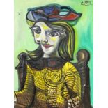 ATIA, HASSAN Ägypten 1953, tätig in München Halbportrait einer Dame. Öl/Lwd., signiert. 80x60cm. "