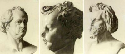 PEILER, H. um 1887 Drei Kopfstudien. Zeichnungen, teils signiert und datiert. Je ca. 50x40cm, Ra.