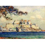 GÖNNER, RUDOLF Neustadt 1872 - 1926 München Italienisches Castell am Meer. Aquarell, signiert. 23,