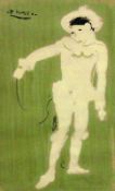 PICASSO, PABLO Malaga 1881 - 1973 Mougins Harlekin. Farblitho 1959, im Stein signiert. 51x32,5cm,