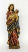 MADONNA MIT KIND Farbig gefasste Holzskulptur. H.61cm MADONNA WITH CHILD Colourfully painted