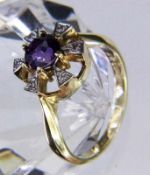 DAMENRING 585/000 Weißgold mit Amethyst und Brillanten. Gr. 58, Brutto ca. 5g A LADIES RING 585/