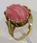 DAMENRING 585/000 Gelbgold mit Rhodochrosit. Brutto ca. 9,2g, Gr. 56 A LADIES RING, 585/000 yellow