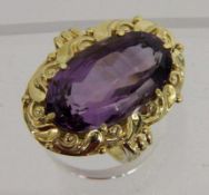 DAMENRING 585/000 Gelbgold mit Amethyst. Brutto ca. 8g, Gr. 58 A LADIES RING 585/000 yellow gold set