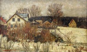 PARSLEV, EINAR Dänischer Maler 1891 - 1977 Verschneites Dorf. Öl/Lwd., signiert und dat.: 1949.