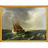 EMMERIK, GOVERT VAN Dordrecht 1808 - 1882 Hamburg Fischerboot vor der Küste in stürmischer See. Öl/