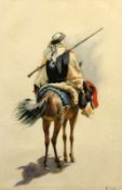 WURZ, H. Orientalist um 1900 Arabischer Reiter mit Gewehr. Aquarell, signiert und datiert: 1900.