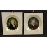 BACH UND HAYDN 2 Miniaturen auf fossilem Elfenbein gemalt. 12x10,5cm BACH AND HAYDN 2 miniatures