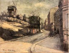 OLINDA, RENÉ PIERRE DE Pariser Maler, geb. 1893 "Rue Lepic et moulin de la galette (à Paris)". Öl/