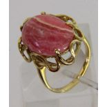 DAMENRING 585/000 Gelbgold mit Rhodochrosit. Brutto ca. 10,6g, Gr. 58 A LADIES RING, 585/000