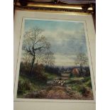 Albert Dunington (1860-1928), Shepherd and Sheep on a Country Lane, signed watercolour dated 1916,