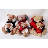 Harrods Christmas Teddy Bears, large and small for years 2001, 2002 and 2003 (6)