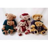 Harrods Christmas Teddy Bears, large and small for years 1998, 1999 and 2000 (6)