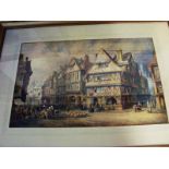 C J Keates (19th/20th century), Continental Street Scene, signed watercolour, 32cm by 50cm