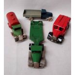 Four Triang Minic tinplate commercial Vehicles