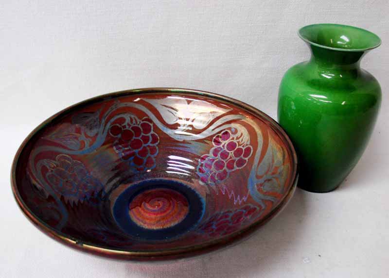 A Pilkingtons Royal Lancastrian Lustre Bowl, internally decorated by Gladwys Rogers with fruiting