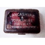 LYR Refreshment Dept Vesta matchbox from Liverpool Exchange Hotel, 4cm by 3.5cm