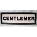 LYR hanging wooden double sided sign 'gentlemen' 25cm by 76cm