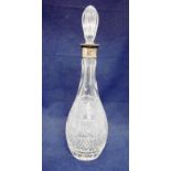 A mid-century cut glass Decanter of ovoid bottle shape, hallmarked silver collar Birmingham 1957,