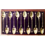 A set of twelve Scandinavian Tea Spoons by David Anderson, 830 grade with flat twisted handles and